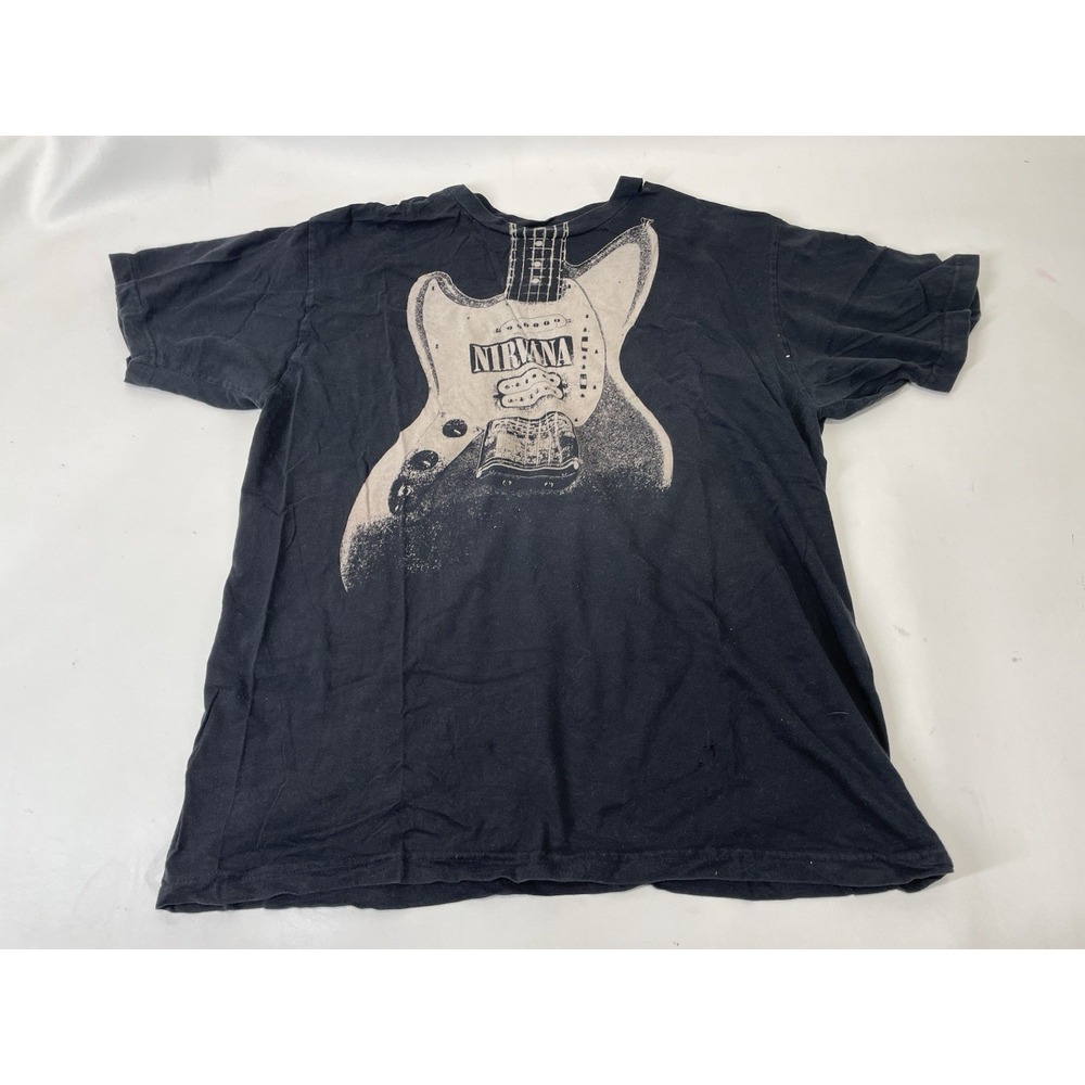 Nirvana Guitar T-Shirt Mens‎ Size M Black Vintage Distressed Trashed